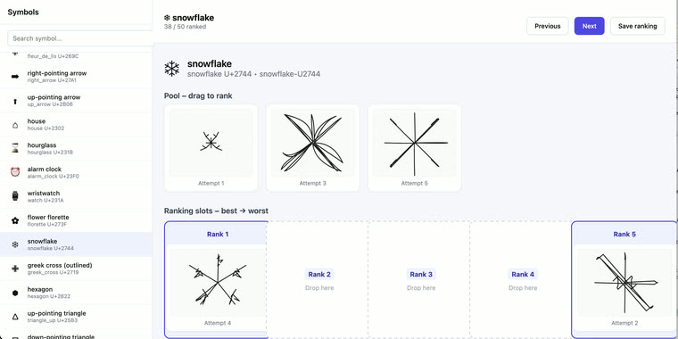 Ranking app built by Meta Muse Glimmer with Pi