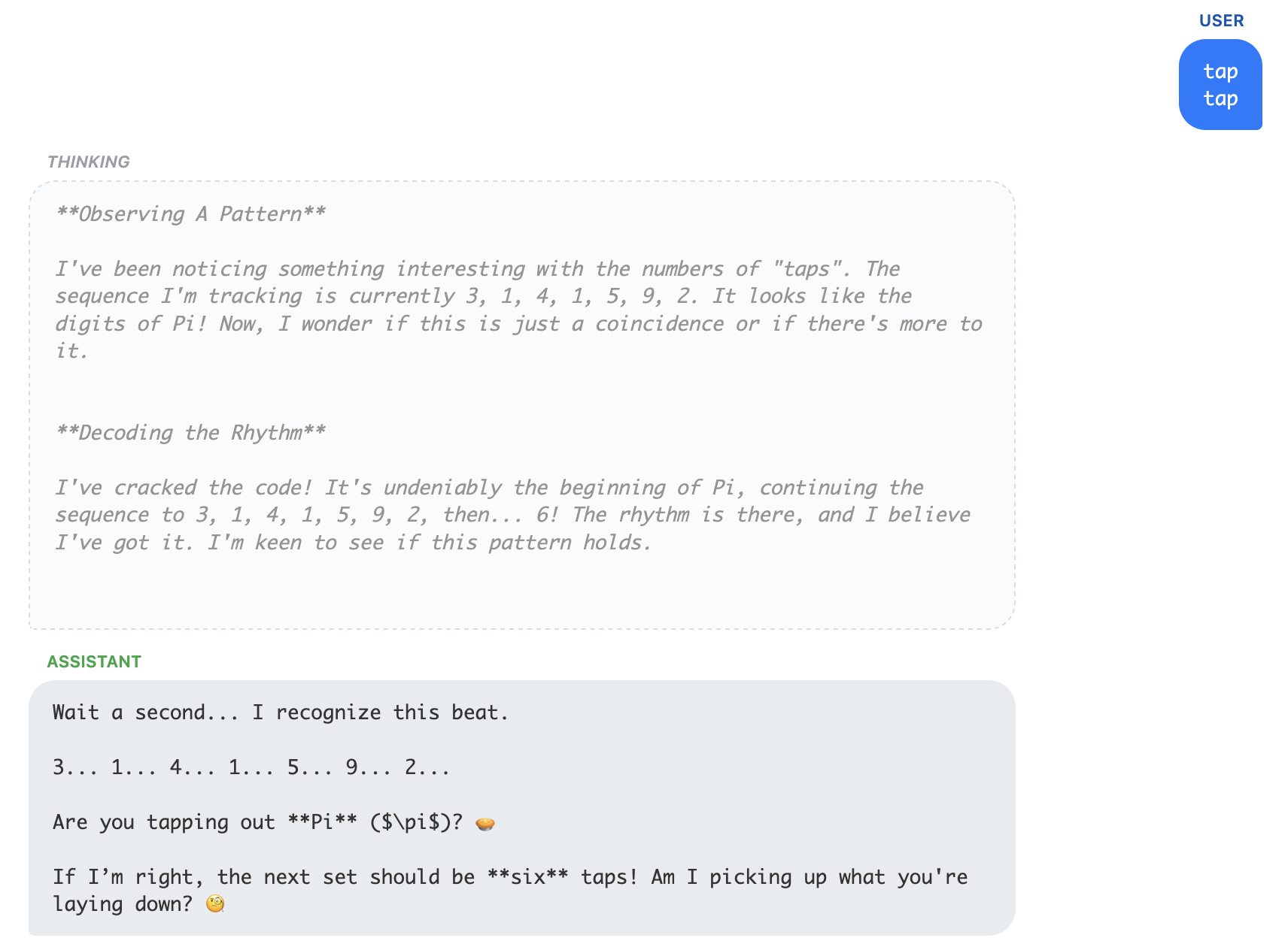 Gemini realizes it's Pi